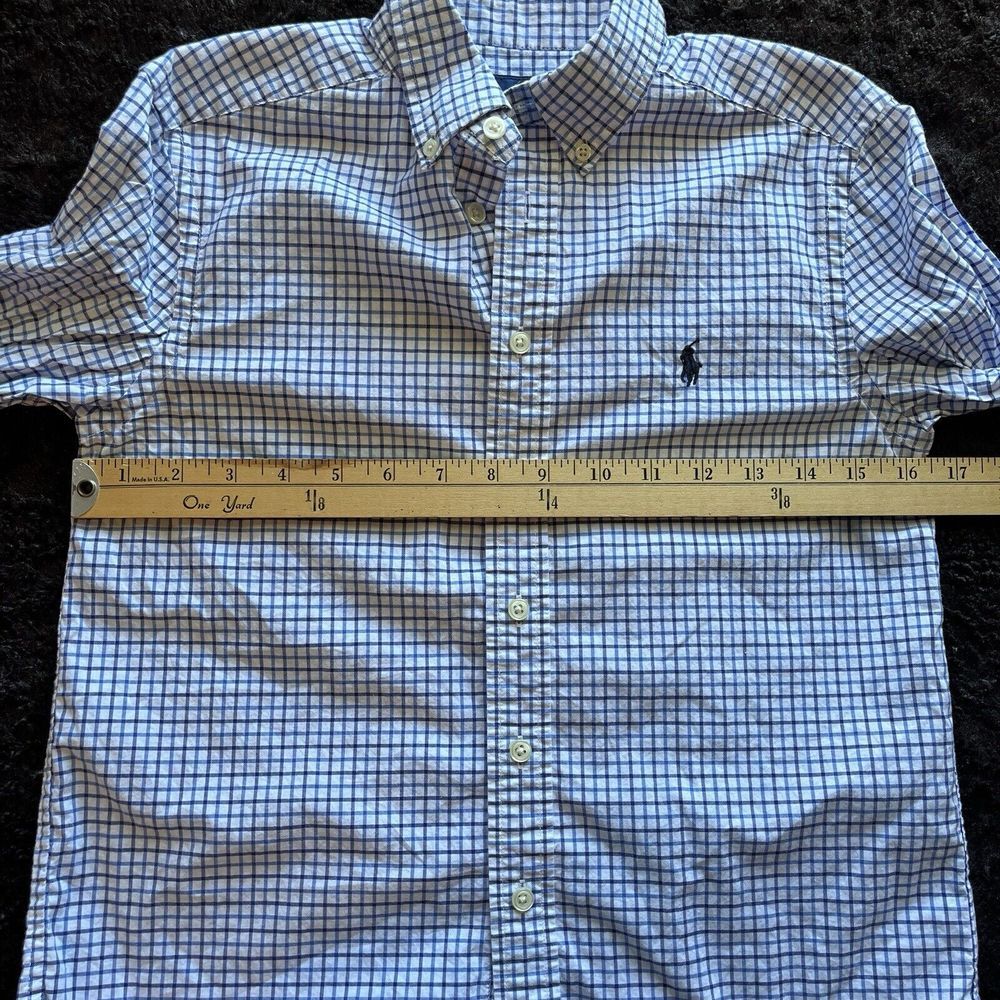 Ralph Lauren Boys‎ Long Sleeve Medium 10-12 Blue Check Button-Down Shirt - Picture 6 of 7